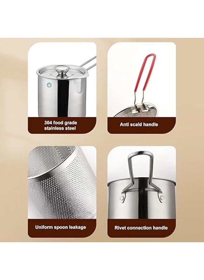 Deep Fryer Pot Stainless Steel Frying Pan with Strainer Basket and Handle,Tempura Fish Shrimp Chicken Fryer Deep Frying Pot