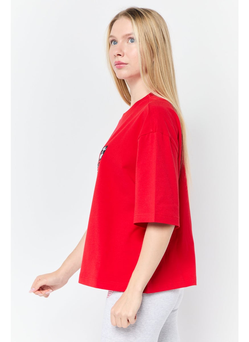 Women Sportswear Fit Short Sleeve Outdoor T-Shirt, Red