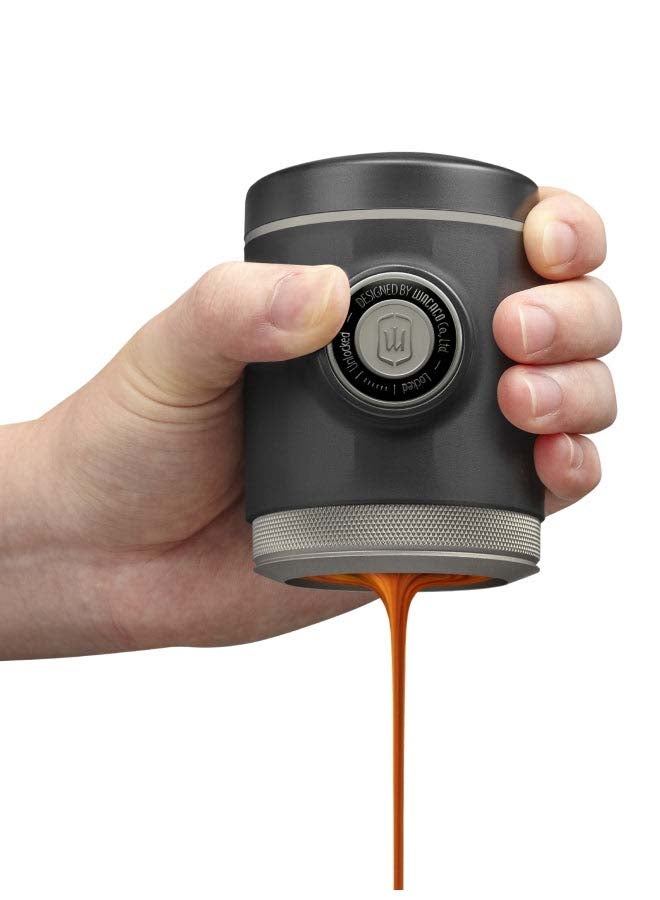 PicoPresso World's Most Compact Double Espresso Coffee Maker | Works with Ground Coffee -  Black Black
