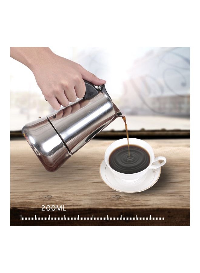 Stainless Steel Espresso Stove Silver/Black 18x12x10cm