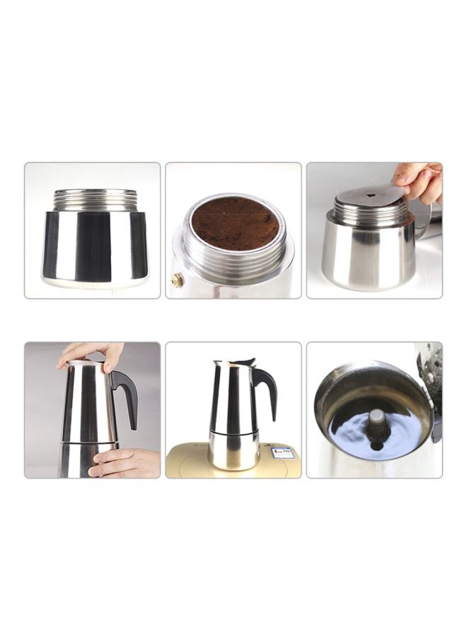 Stainless Steel Espresso Stove Silver/Black 18x12x10cm