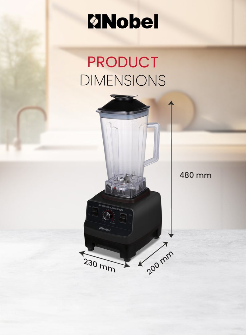 Electric Blender – 600ML Grind Cup, 6-Blade Stainless Steel, Variable Speed, PP Body, Anti-Slip Base, Easy-Clean Design 2 L 1000 W NB550C Black