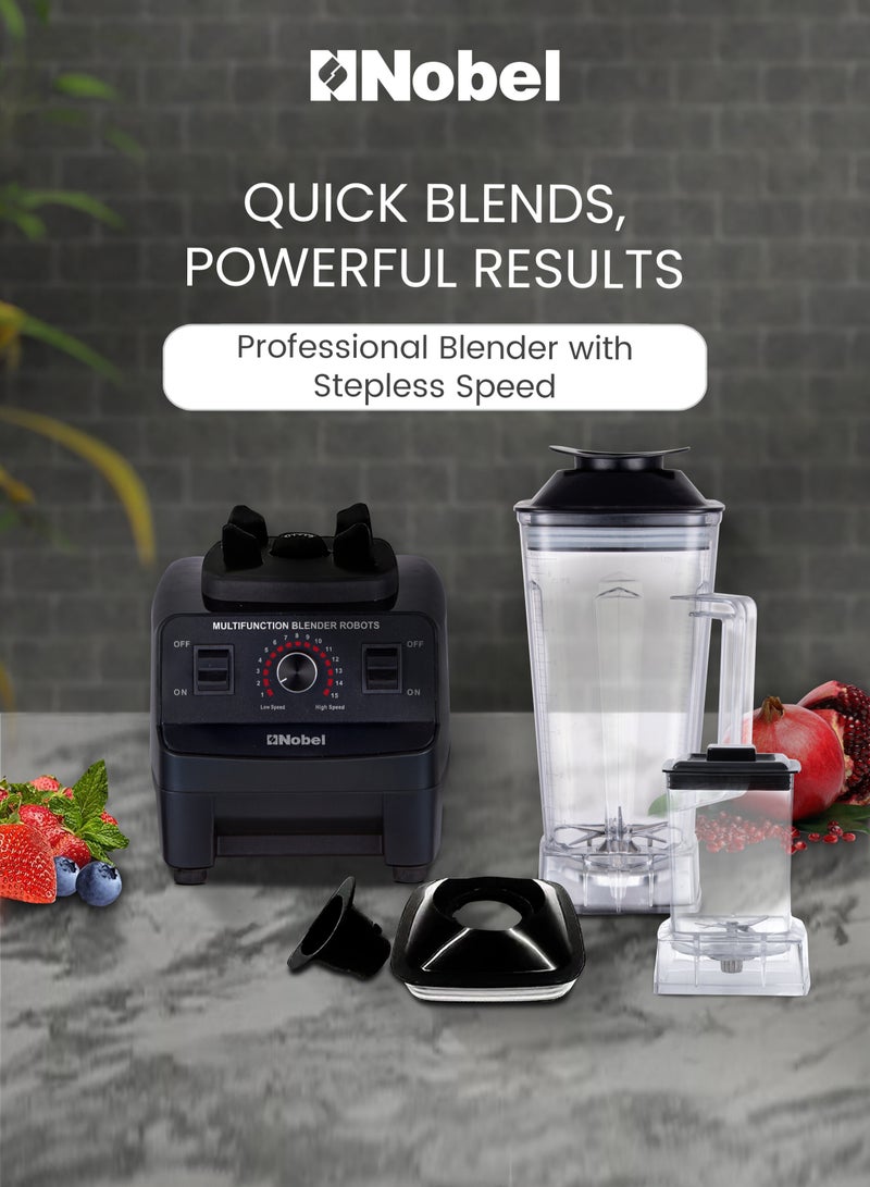 Electric Blender – 600ML Grind Cup, 6-Blade Stainless Steel, Variable Speed, PP Body, Anti-Slip Base, Easy-Clean Design 2 L 1000 W NB550C Black