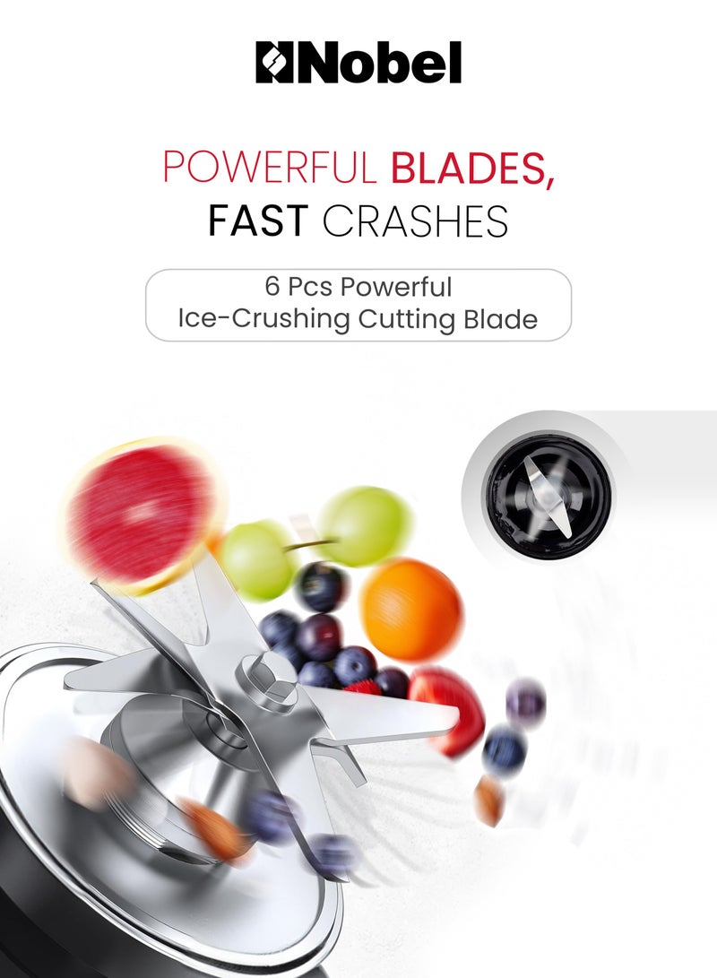 Electric Blender – 600ML Grind Cup, 6-Blade Stainless Steel, Variable Speed, PP Body, Anti-Slip Base, Easy-Clean Design 2 L 1000 W NB550C Black