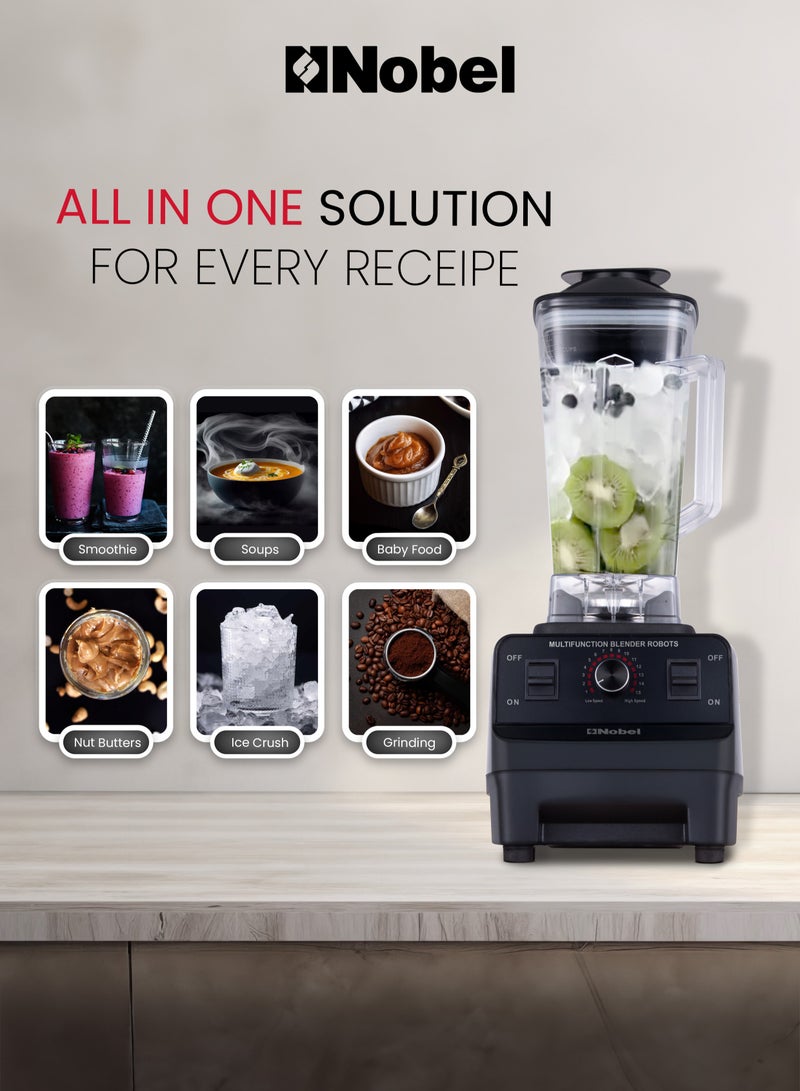Electric Blender – 600ML Grind Cup, 6-Blade Stainless Steel, Variable Speed, PP Body, Anti-Slip Base, Easy-Clean Design 2 L 1000 W NB550C Black