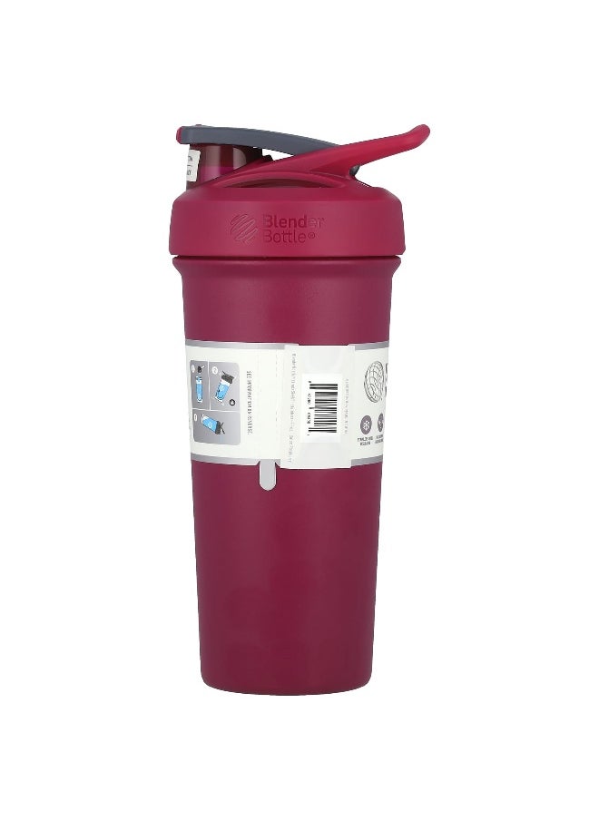 Blender Bottle, Strada Sleek™, Insulated Stainless Steel, Raspberry, 25 oz (740 ml)