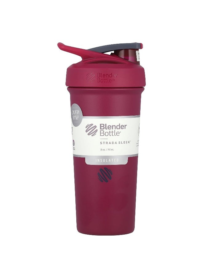 Blender Bottle, Strada Sleek™, Insulated Stainless Steel, Raspberry, 25 oz (740 ml)