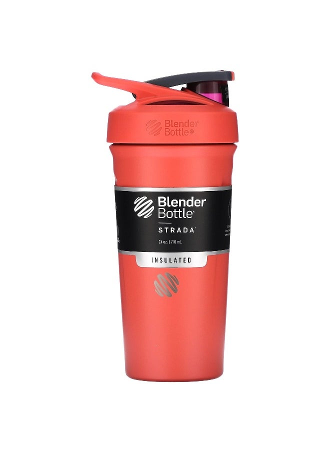 Blender Bottle, Strada, Insulated Stainless Steel, FC Coral, 24 oz (710 ml)