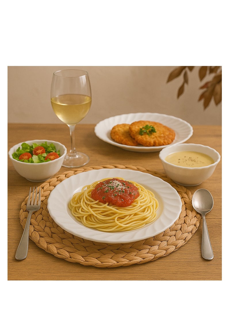 Royalford Opalware Dining Collection RF12658 Exquisite Floral Design 40-Piece Dinner Set Mixing Bowl Plates Oval Dinner Plates Pearl White