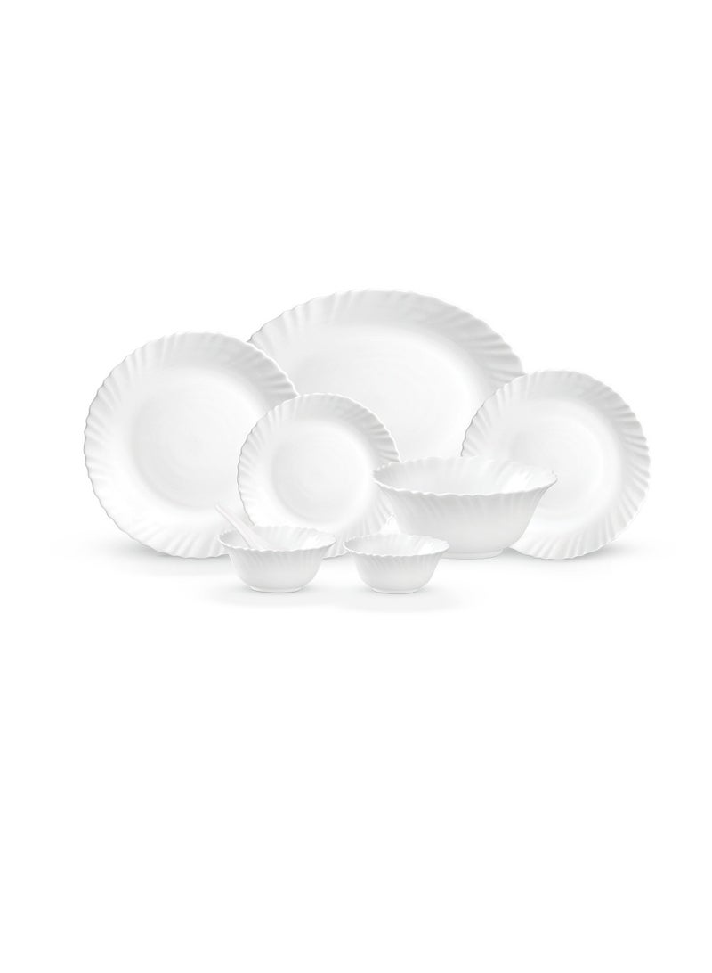 Royalford Opalware Dining Collection RF12658 Exquisite Floral Design 40-Piece Dinner Set Mixing Bowl Plates Oval Dinner Plates Pearl White
