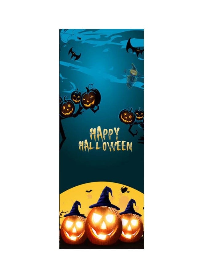 Evil Pumpkin Door Sticker Blue/Black/Yellow 77x200cm