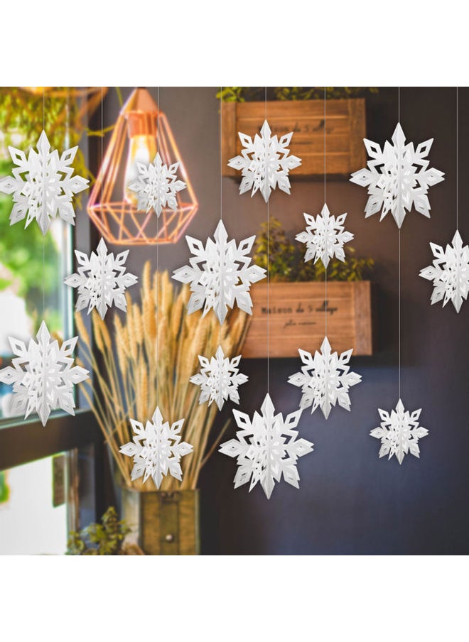 3D Snowflake Hanging Decor With String 12cm/17cm/22cm(2PCS for Each Size) White 22.00 x 1.00 x 21.00cm