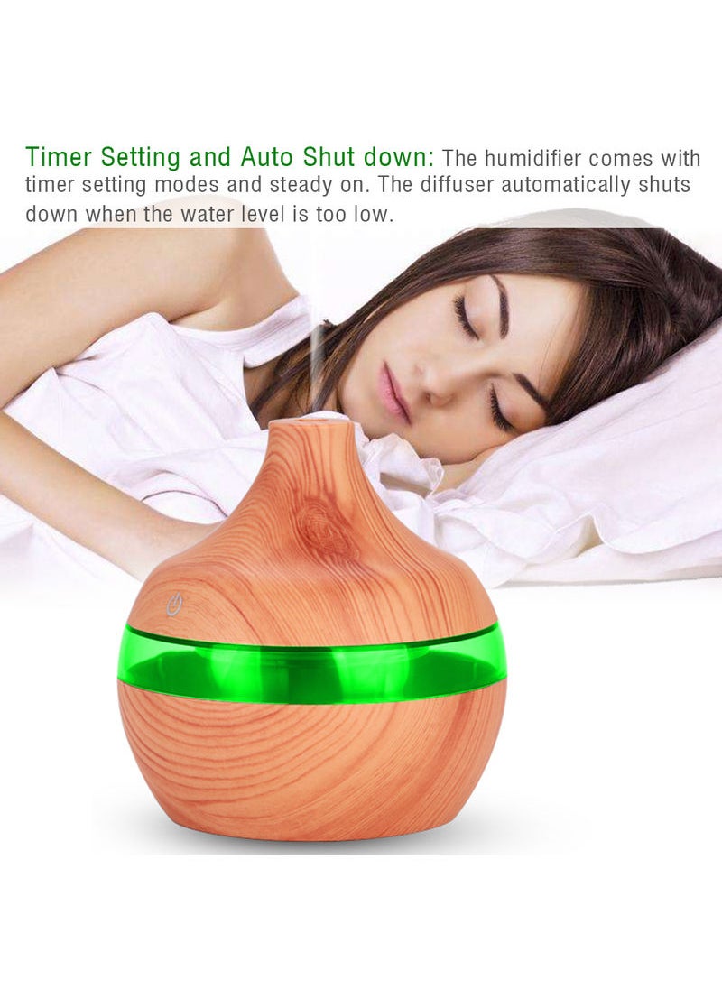Essential Oil Aromatherapy Air Humidifier With LED Lights Light Brown
