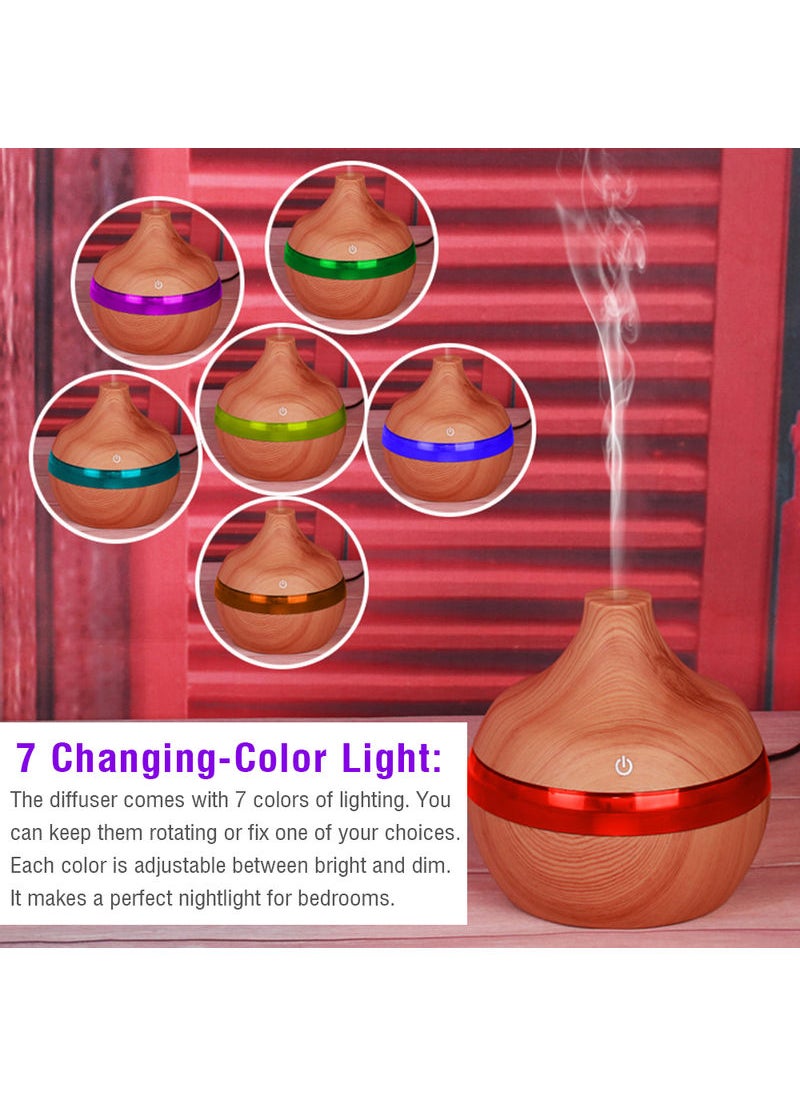 Essential Oil Aromatherapy Air Humidifier With LED Lights Light Brown