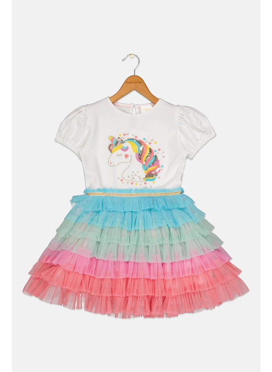 Kids Girl Embroidered Dress, Multicolor