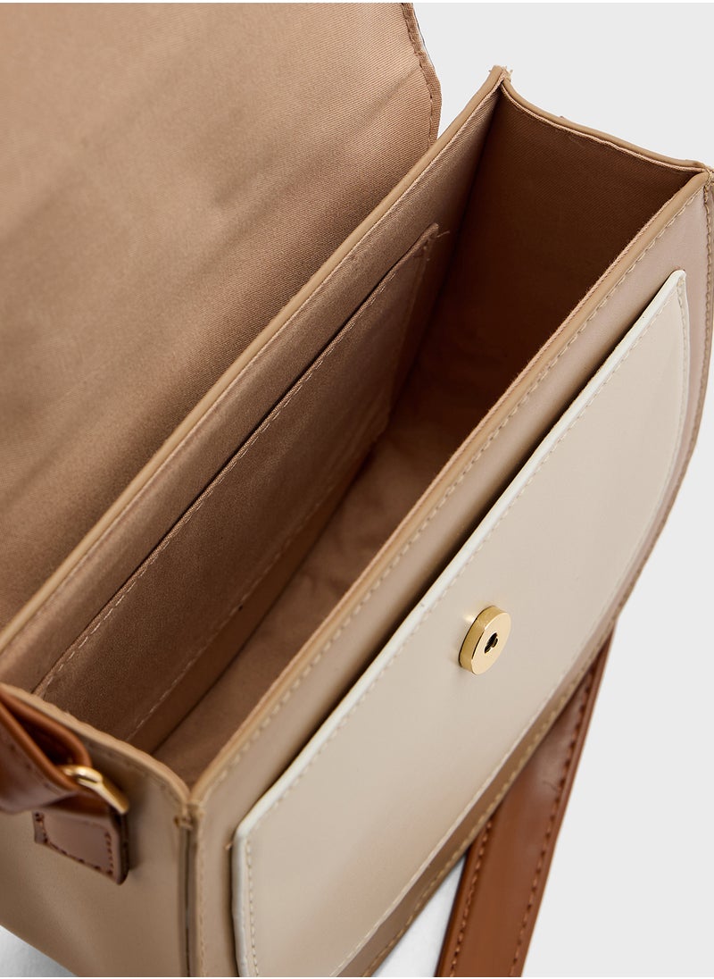 Color Block Satchel Bag