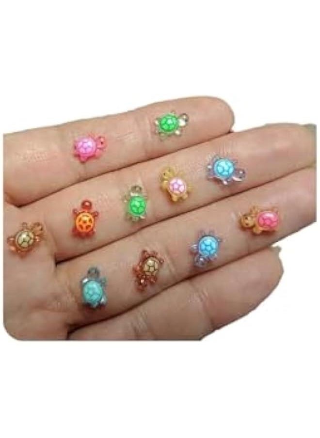 Mini Resin Animals Turtles Night Glow, Mini Animals Figures, 100PCS Miniature Things Figurines to Hide, Tiny Turtles for DIY Fairy Garden Decoration Dollhouse Micro Landscaping. (100pc)