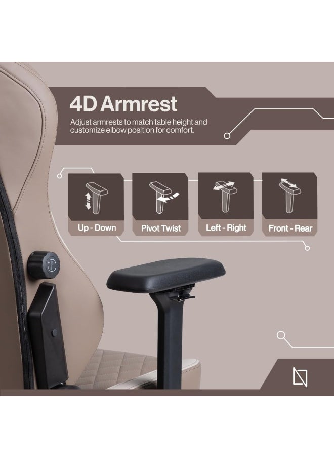 Navodesk APEX Chair, Premium Ergonomic Gaming Chair with Memory Foam Pillows, Magnetic Headrest & Integrated Lumbar Support By NAVO (CLOUD LEATHER - M, ESPRESSO)