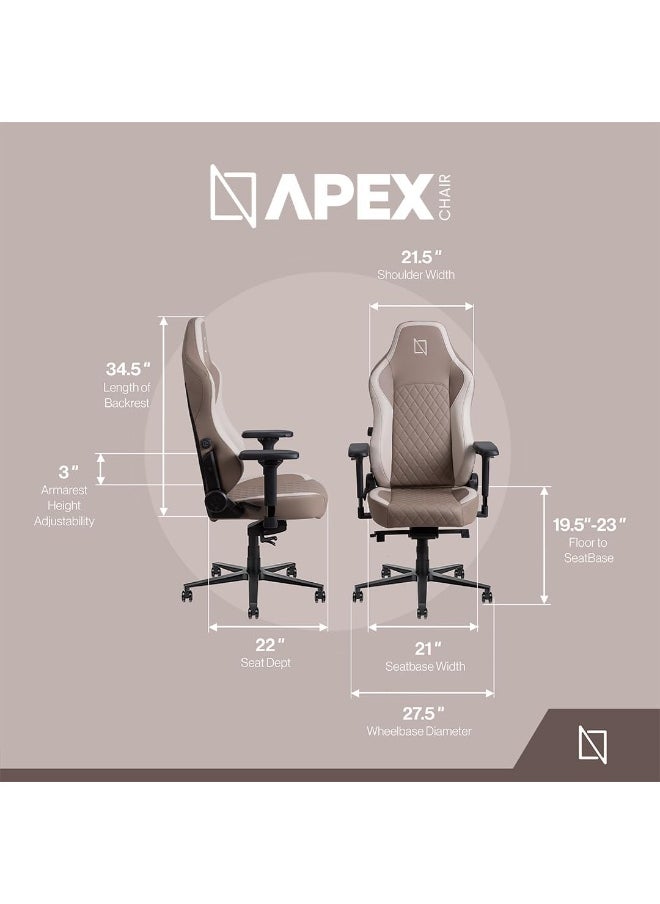 Navodesk APEX Chair, Premium Ergonomic Gaming Chair with Memory Foam Pillows, Magnetic Headrest & Integrated Lumbar Support By NAVO (CLOUD LEATHER - M, ESPRESSO)