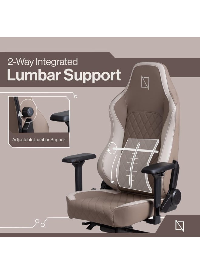 Navodesk APEX Chair, Premium Ergonomic Gaming Chair with Memory Foam Pillows, Magnetic Headrest & Integrated Lumbar Support By NAVO (CLOUD LEATHER - M, ESPRESSO)