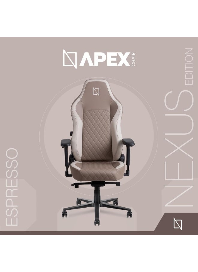 Navodesk APEX Chair, Premium Ergonomic Gaming Chair with Memory Foam Pillows, Magnetic Headrest & Integrated Lumbar Support By NAVO (CLOUD LEATHER - M, ESPRESSO)