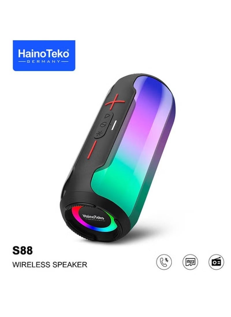 S88 Wireless Speaker Bluetooth Speaker Portable Bluetooth Wireless Speaker With Full Body Light Show, TWS Pairing, RGB Lights, AUX-In, Card Slot, USB-C, Bluetooth And FM Radio Speaker Portable Speaker For Indoor & Outdoor Party