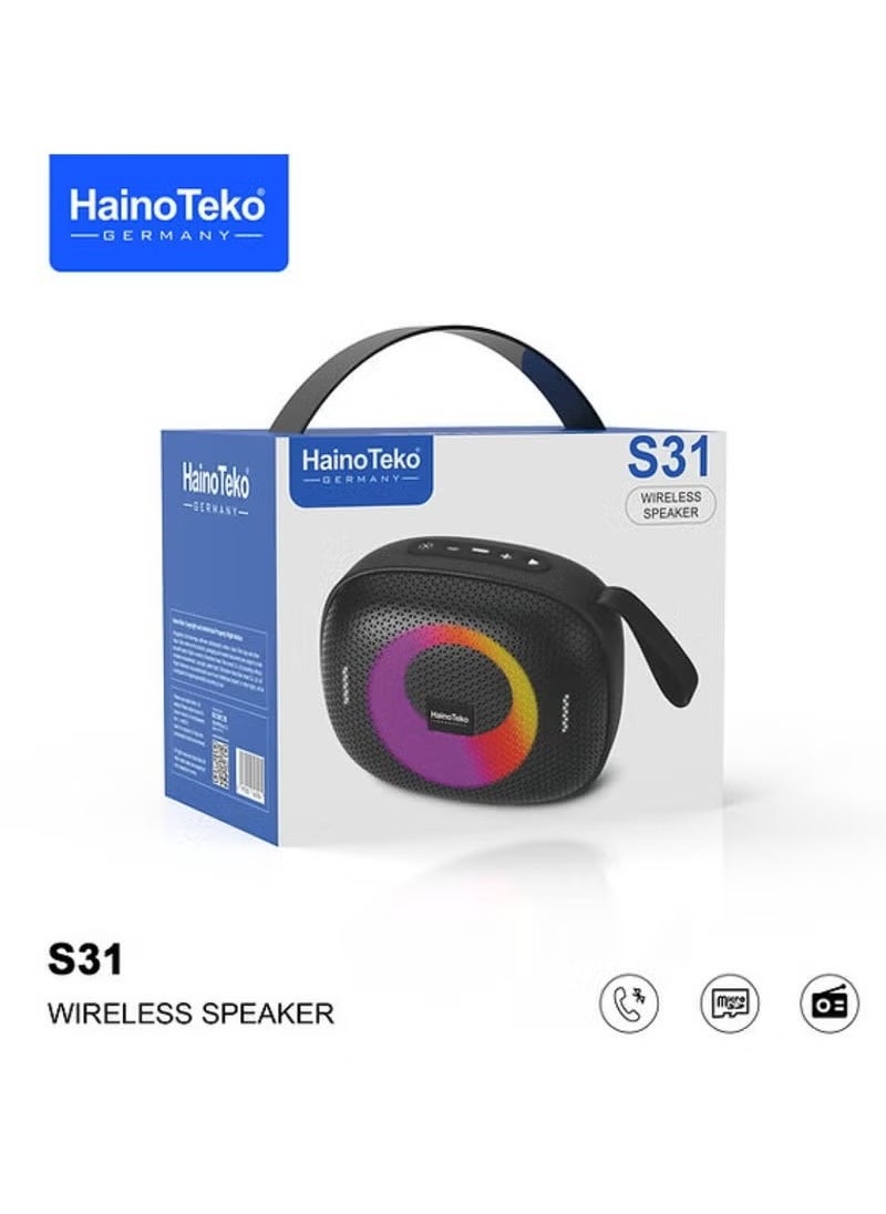 S31 Mini Wireless Speaker Bluetooth Speaker Portable Bluetooth Wireless Speaker With Full Body Light Show, TWS Pairing, RGB Lights, AUX-In, Card Slot, USB-C, Bluetooth And FM Radio Speaker Portable Speaker For Indoor & Outdoor Party