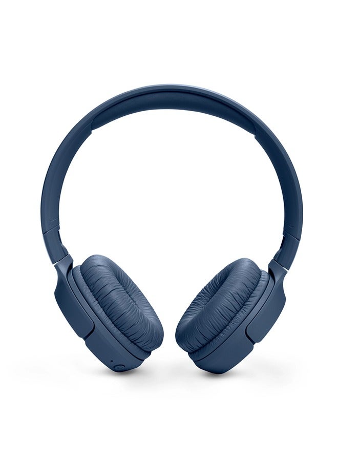 Tune 520Bt Wireless On Ear Headphones Pure Bass Sound 57H Battery Hands Free Call Plus Voice Aware Multi Point Connection Lightweight And Foldable Blue