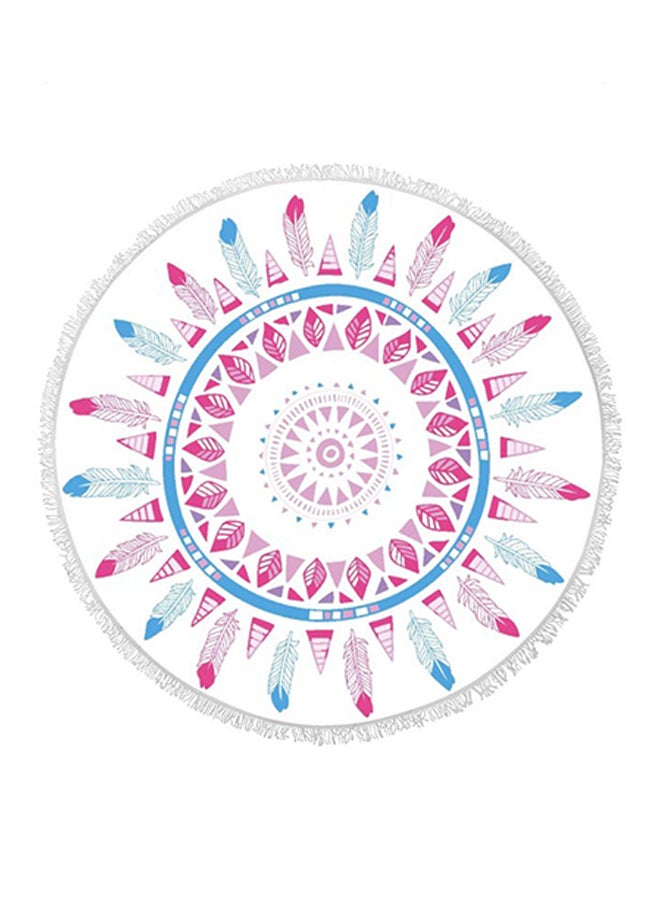 Mandala Round Fringed Towel Blue/Pink 150 × 150cm