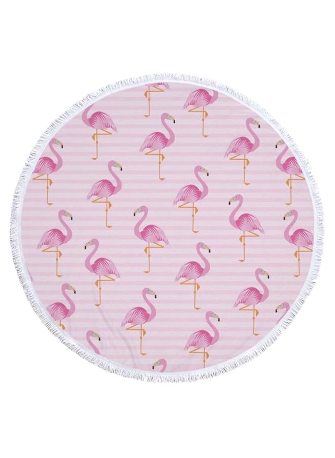 Flamingo Printed Beach Towel Pink/White 59inch