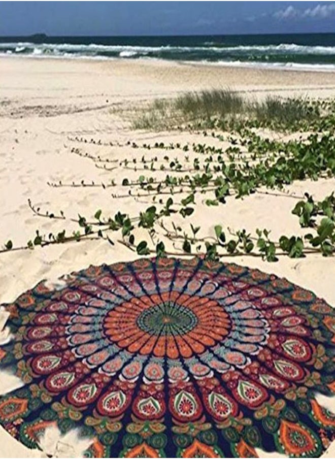 Pea Tail Printed Beach Towel Red/Green/Orange