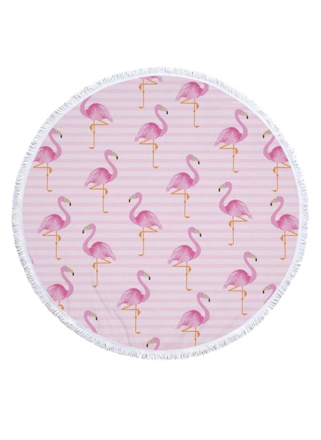 Flamingo Printed Beach Towel Pink/White 59inch