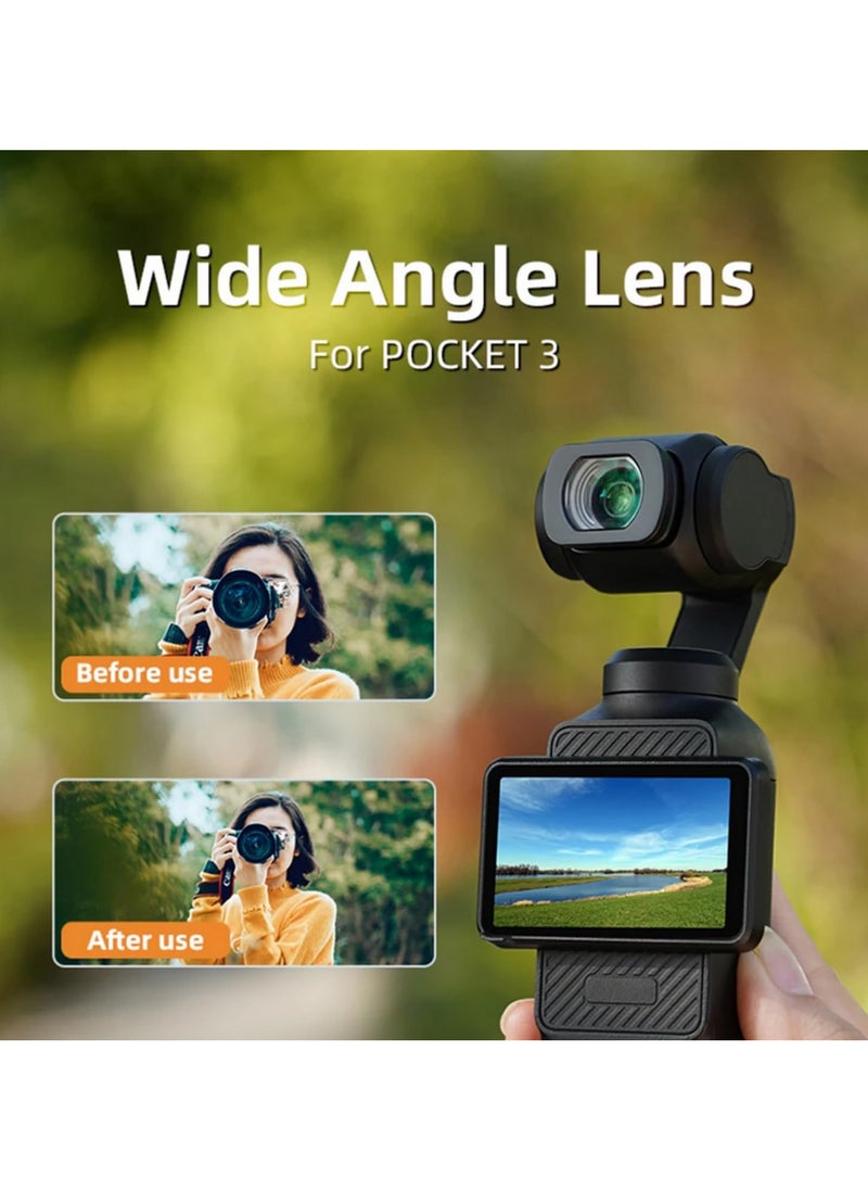 1PCS Magnetic Wide Angle Lens for DJI Osmo Pocket 3 112 Degree FOV Expansion Aluminum Alloy Optical Glass Anamorphic Camera Lens HD Anti-Distortion Ultra-Wide Attachment