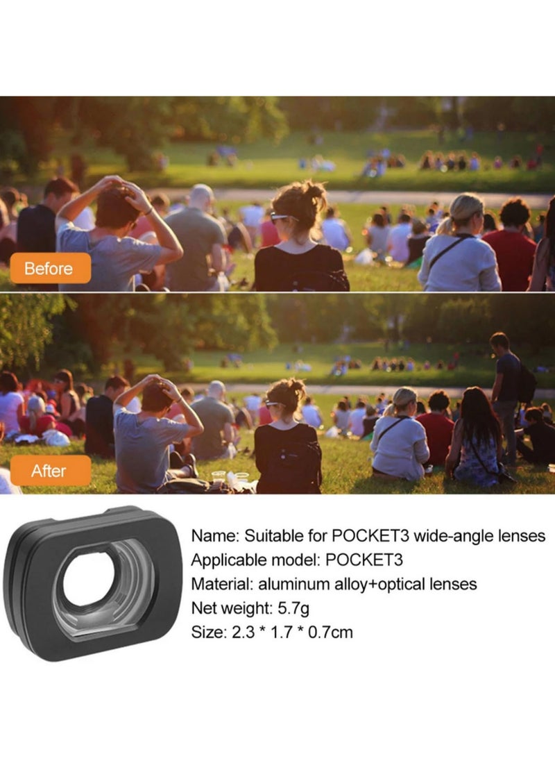 1PCS Magnetic Wide Angle Lens for DJI Osmo Pocket 3 112 Degree FOV Expansion Aluminum Alloy Optical Glass Anamorphic Camera Lens HD Anti-Distortion Ultra-Wide Attachment