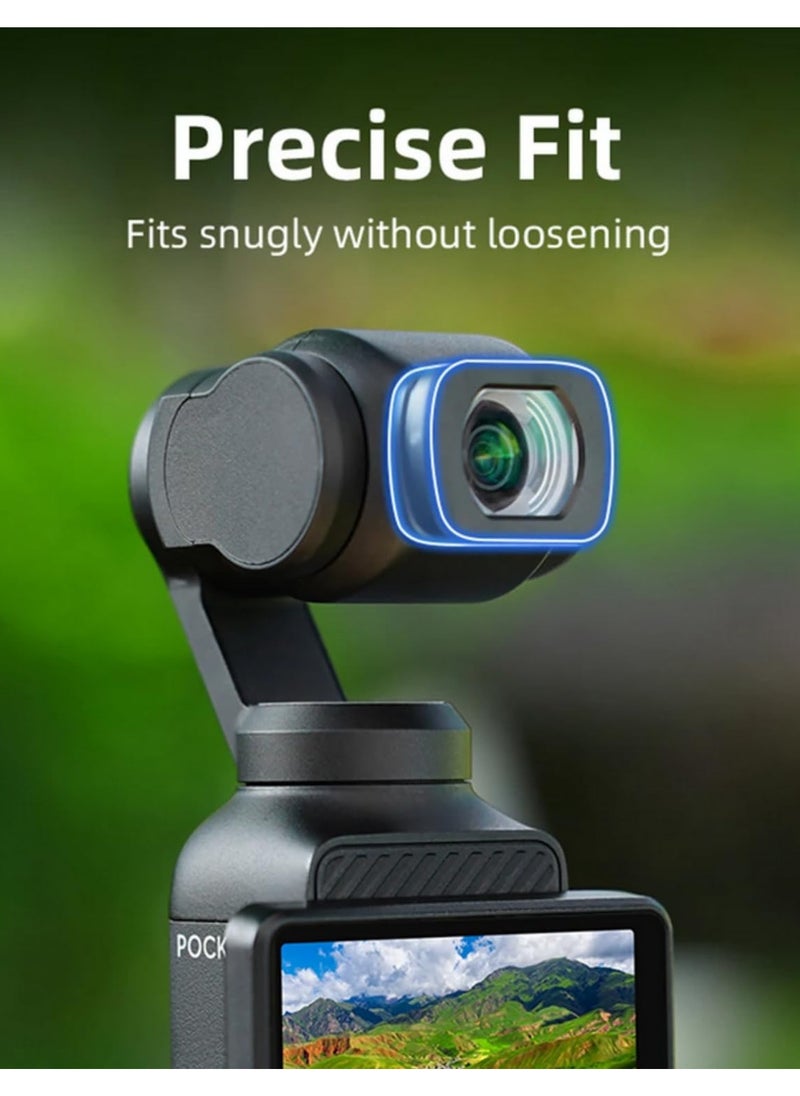 1PCS Magnetic Wide Angle Lens for DJI Osmo Pocket 3 112 Degree FOV Expansion Aluminum Alloy Optical Glass Anamorphic Camera Lens HD Anti-Distortion Ultra-Wide Attachment