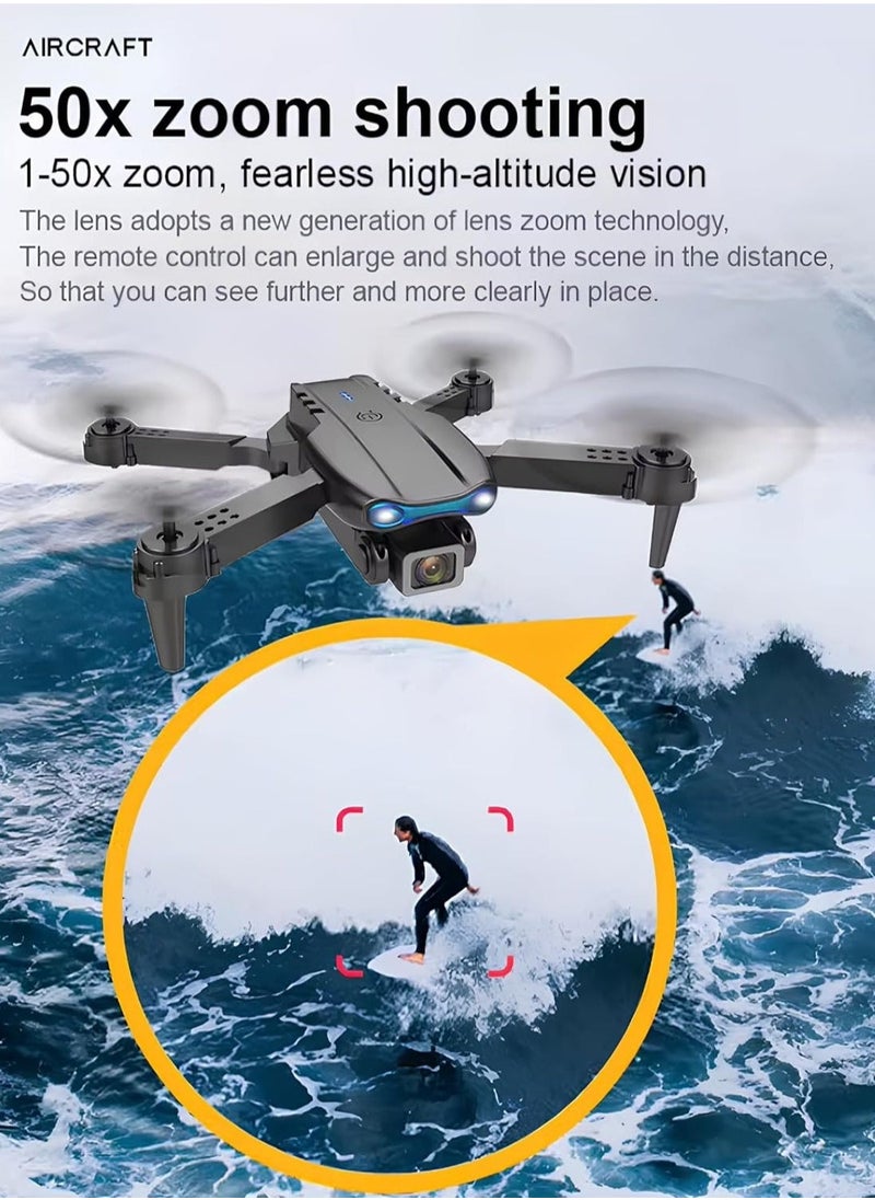 E99 Black Foldable Drone with HD Camera – FPV WiFi Live Streaming, Remote Control Quadcopter, Long Battery Life, Easy to Fly, Perfect for Kids, Adults & Beginners