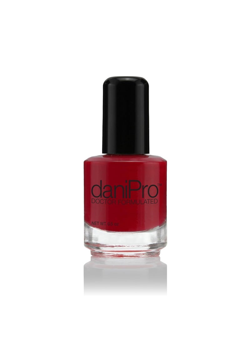daniPro Doctor Formulated Nail Polish Always Be True - Deep Red Fingernail Polish & Toenail Polish, 0.5 oz with Undecylenic Acid, Biotin & Vitamins - Vegan Formula for Healthy Nails - USA-Made
