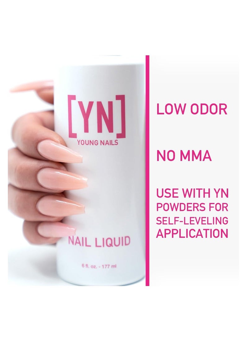 Young Nails Nail Liquid. Professional Grade High Quality Monomer. Use with Nail Powder for Acrylic Nails At Home. Low Odor, Mess + MMA Free, Non-Yellowing Nail Liquid