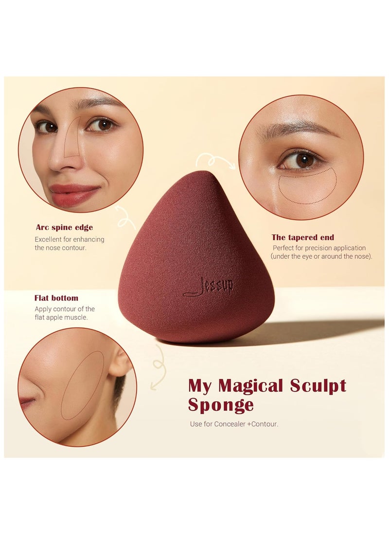 Jessup Makeup Brushes Set 9pcs, 7pcs Double Sided Makeup Brushes, 2pcs Makeup Sponges, Foundation Concealer Blush Eyeshadow Contour Powder Gift Packaging T506