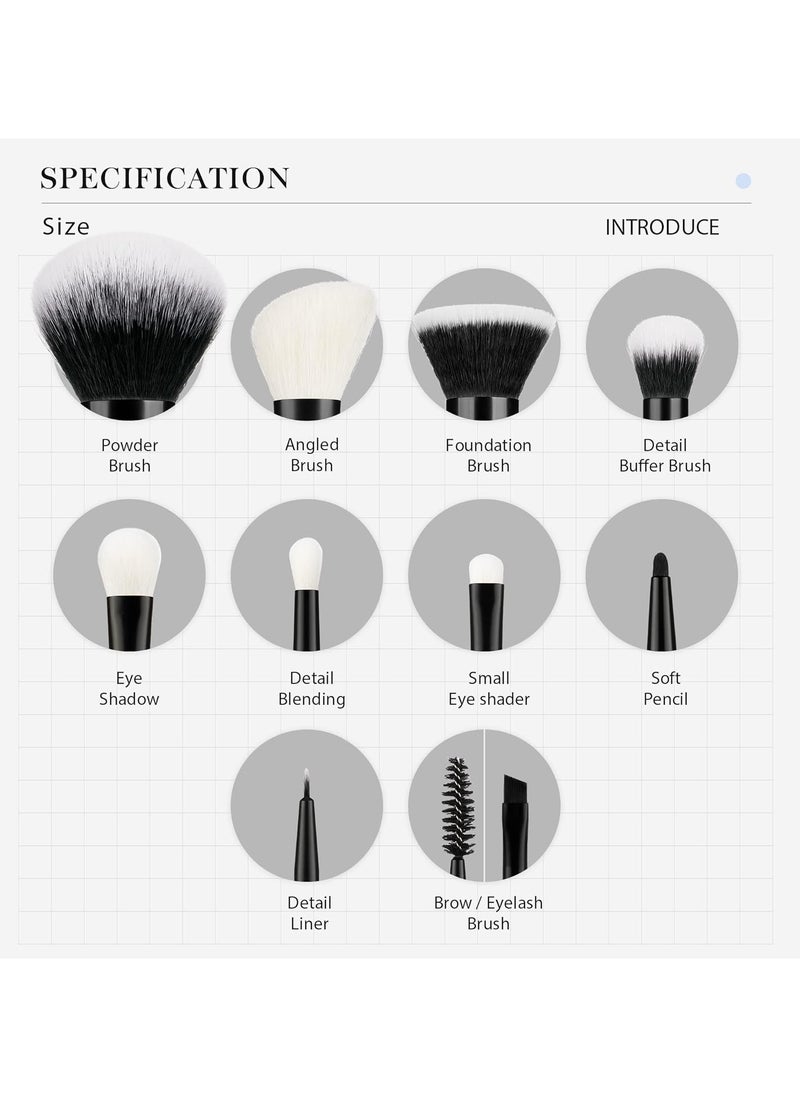 Jessup Makeup Brushes Set 9pcs, 7pcs Double Sided Makeup Brushes, 2pcs Makeup Sponges, Foundation Concealer Blush Eyeshadow Contour Powder Gift Packaging T506