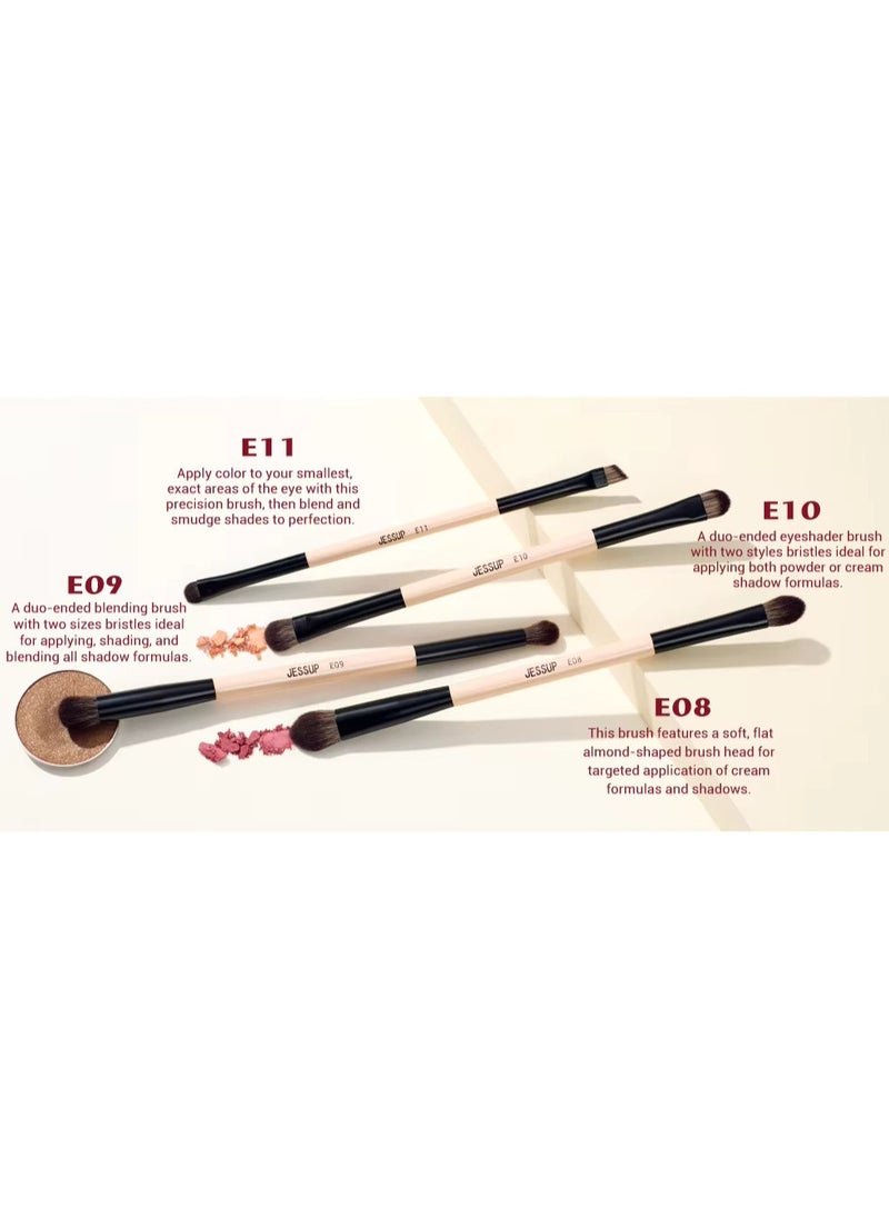 Jessup Makeup Brushes Set 9pcs, 7pcs Double Sided Makeup Brushes, 2pcs Makeup Sponges, Foundation Concealer Blush Eyeshadow Contour Powder Gift Packaging T506