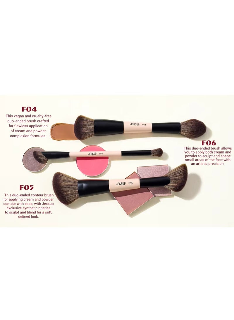 Jessup Makeup Brushes Set 9pcs, 7pcs Double Sided Makeup Brushes, 2pcs Makeup Sponges, Foundation Concealer Blush Eyeshadow Contour Powder Gift Packaging T506