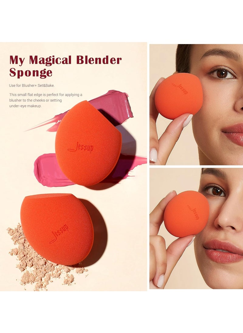 Jessup Makeup Brushes Set 9pcs, 7pcs Double Sided Makeup Brushes, 2pcs Makeup Sponges, Foundation Concealer Blush Eyeshadow Contour Powder Gift Packaging T506