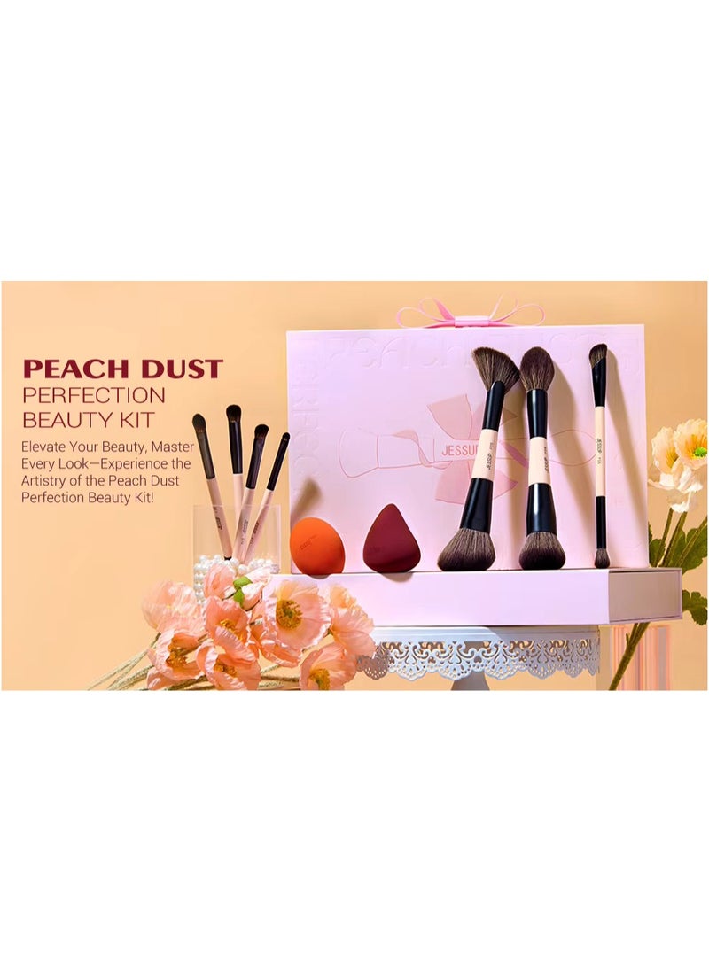 Jessup Makeup Brushes Set 9pcs, 7pcs Double Sided Makeup Brushes, 2pcs Makeup Sponges, Foundation Concealer Blush Eyeshadow Contour Powder Gift Packaging T506