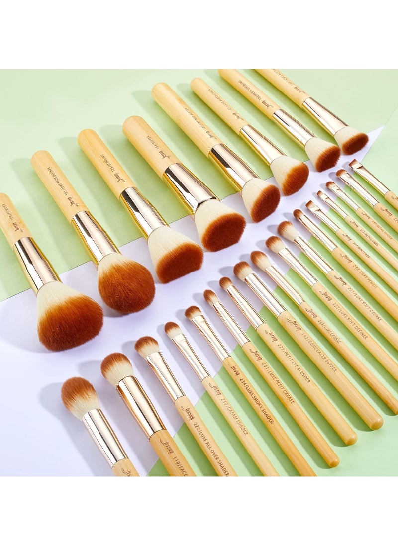 Jessup Brand 25pcs Beauty Bamboo Professional Makeup Brushes Make up Brush Tools kit Foundation Powder Blushes Eye Shader Cosmetics Tools T135