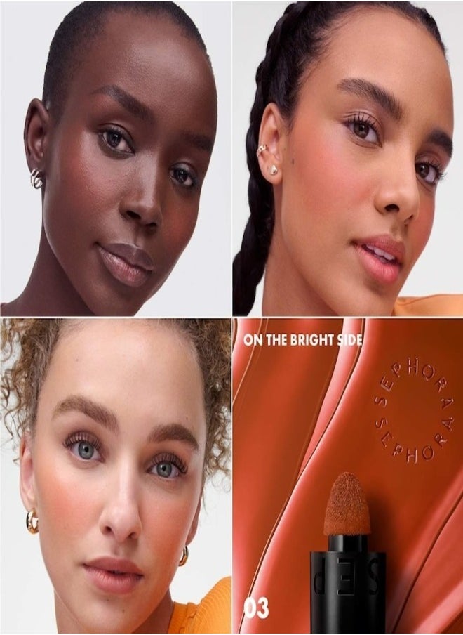 SEPHORA COLLECTION Blush & Go Longwear Matte Liquid Blush – 2-in-1 Lip & Cheek Color – 03 On The Bright Side - Dusty Orange Matte – 7ml