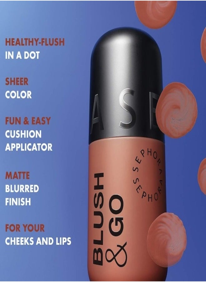 SEPHORA COLLECTION Blush & Go Longwear Matte Liquid Blush – 2-in-1 Lip & Cheek Color – 03 On The Bright Side - Dusty Orange Matte – 7ml