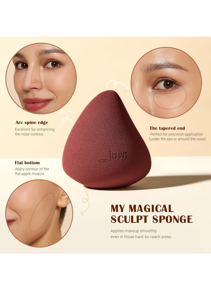 Jessup Makeup Brush Light Gray Foundation Brush with Makeup Sponge 1pc Kabuki Brush for Liquid, Cream or Flawless Powder Cosmetics Face Boby Brush T882