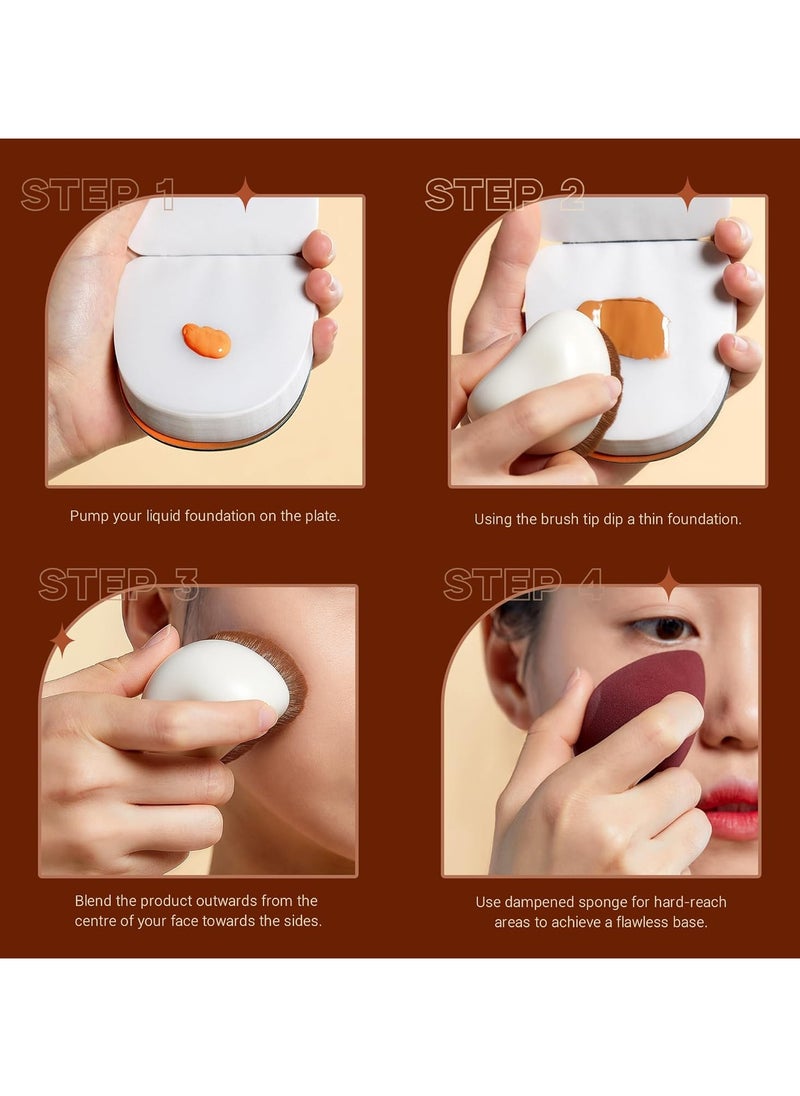 Jessup Makeup Brush Light Gray Foundation Brush with Makeup Sponge 1pc Kabuki Brush for Liquid, Cream or Flawless Powder Cosmetics Face Boby Brush T882