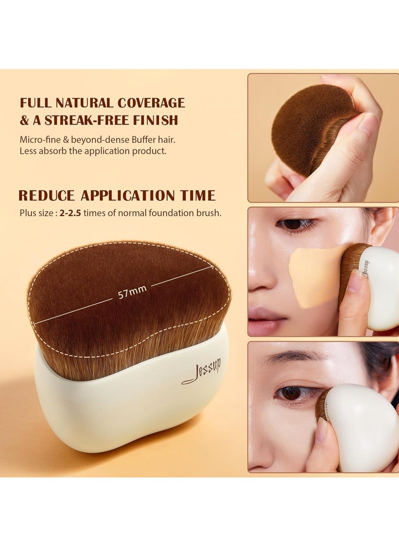Jessup Makeup Brush Light Gray Foundation Brush with Makeup Sponge 1pc Kabuki Brush for Liquid, Cream or Flawless Powder Cosmetics Face Boby Brush T882